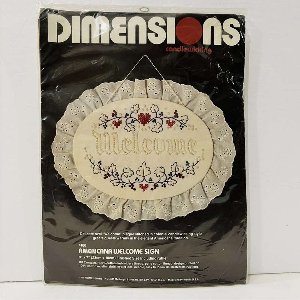 Dimensions Candlewicking Kit 4100 American Welcome Sign 9" x 7" Folk Americana